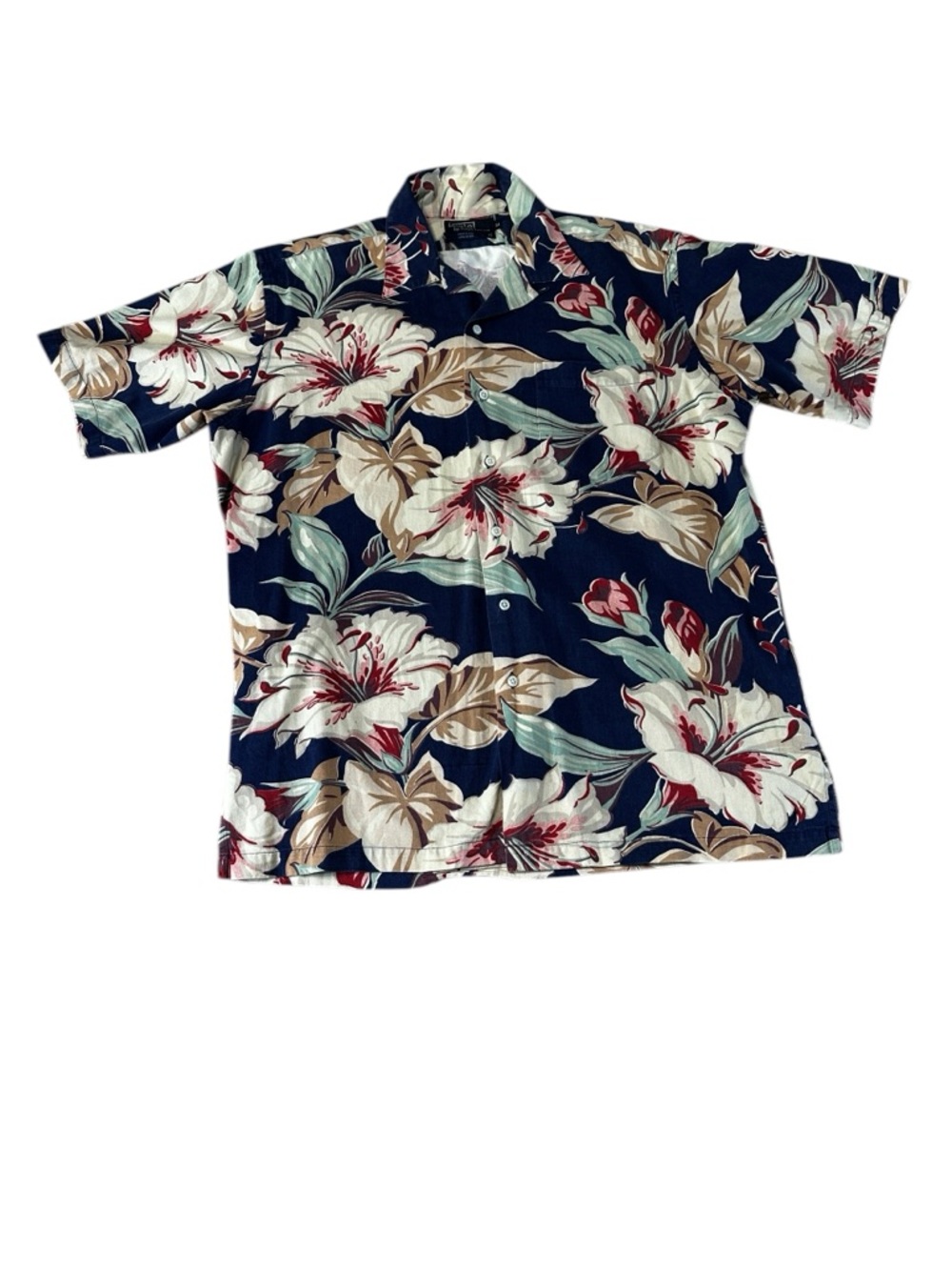 VTG Polo Ralph Lauren Hawaiian Shirt Mens M Made USA Floral Aloha Camp Cotton